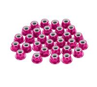 sourcing map 30 Pcs M4 Pitch 0.7mm Aluminum Alloy Lock Nuts Flanged Hex Nuts Nylon Locking Serrated for RC Drone Quadcopter Motor Prop Adapter FPV Parts Fasteners, Rose Red