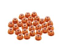 sourcing map 30 Pcs M4 Pitch 0.7mm Aluminum Alloy Lock Nuts Flanged Hex Nuts Nylon Locking Serrated for RC Drone Quadcopter Motor Prop Adapter FPV Parts Fasteners, Orange