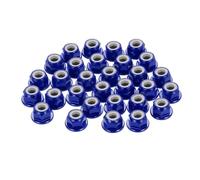sourcing map 30 Pcs M4 Pitch 0.7mm Aluminum Alloy Lock Nuts Flanged Hex Nuts Nylon Locking Serrated for RC Drone Quadcopter Motor Prop Adapter FPV Parts Fasteners, Dark Blue