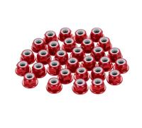sourcing map 30 Pcs M4 Pitch 0.7mm Aluminum Alloy Lock Nuts Flanged Hex Nuts Nylon Locking Serrated for RC Drone Quadcopter Motor Prop Adapter FPV Parts Fasteners, Red