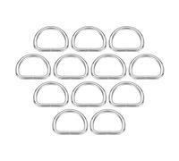 sourcing map 30 Pcs Metal D Rings Buckle 3/4" ID 3.8mm Thickness Heavy Duty Opening D-Rings Clips Hooks for Crafts Hardware Bags Keyrings Straps Belts DIY Accessories, Bright Silver