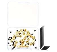 sourcing map 30 Pcs Metal Locking Pin Backs, Locking Pin Keepers Locking Clasp 5mm(H) with 4 Wrench Replacement in Storage Case for Badge, Brooch, Gold Tone