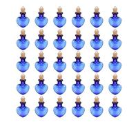 sourcing map 30 Pcs Mini Glass Bottles Jars, Heart Small Cute Glass Jars Vials Pendants Small Vials Wishing Bottle with Cork Stoppers and Eye Screws for DIY Crafts Wedding Favors, Blue