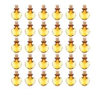 sourcing map 30 Pcs Mini Glass Bottles Jars, Heart Small Cute Glass Jars Vials Pendants Small Vials Wishing Bottle with Cork Stoppers for DIY Crafts Wedding Favors, Champagne