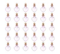sourcing map 30 Pcs Mini Glass Bottles Jars, Heart Small Cute Glass Jars Vials Pendants Small Vials Wishing Bottle with Cork Stoppers and Eye Screws for DIY Crafts Wedding Favors, Pink