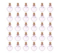 sourcing map 30 Pcs Mini Glass Bottles Jars, Heart Small Cute Glass Jars Vials Pendants Small Vials Wishing Bottle with Cork Stoppers for DIY Crafts Wedding Favors, Pink