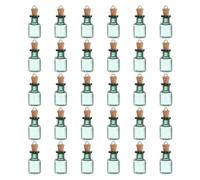 sourcing map 30 Pcs Mini Glass Bottles Jars, Square Small Cute Glass Jars Vials Pendants Small Vials Wishing Bottle with Cork Stoppers and Eye Screws for DIY Crafts Wedding Favors, Dark Green
