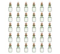 sourcing map 30 Pcs Mini Glass Bottles Jars, Square Small Cute Glass Jars Vials Pendants Small Vials Wishing Bottle with Cork Stoppers and Eye Screws for DIY Crafts Wedding Favors, Green