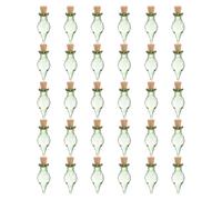 sourcing map 30 Pcs Mini Glass Bottles Jars, Teardrop Small Cute Glass Jars Vials Pendants Small Vials Wishing Bottle with Cork Stoppers for DIY Crafts Wedding Favors, Green