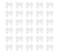 sourcing map 30 Pcs Mini Ribbon Bow 1" Mini Fabric Satin Ribbon Flower Bows for Craft DIY Sewing Wedding Birthday Party, Wood White