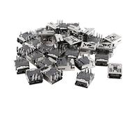 sourcing map 30 Pcs Mini USB Type B Female Socket 5-Pin Right Angle DIP Jack Connector