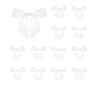 sourcing map 30 Pcs Pre-Tied Bows Satin Ribbon Bows 4.5" Twist Ties Gift Bows for Craft DIY Candy Bags Christmas Wedding Decor Party Treat Bags White