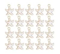 sourcing map 30 Pcs Starfish Charm, Gold Plated Charm for DIY Mobile Phone Accessories Keychain Crafting, 17x14mm, White