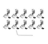 sourcing map 30 Pcs t Slot L-Shape Interior Inside Corner Connector with M6 Screws and Wrench for 4040 Series Aluminum Extrusion Profile, Slot 8mm, Silver Tone