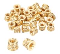 sourcing map 30 Pcs Threaded Inserts, M4 x 5.6mm H x 6.3mm OD Brass Metric Knurled Flange T-Nuts Female Threaded Heat Set Inserts Embedment Nut for Plastic and 3D Printing Components