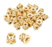 sourcing map 30 Pcs Threaded Inserts, M4 x 6.7mm H x 6.8mm OD Brass Metric Knurled Flange T-Nuts Female Threaded Heat Set Inserts Embedment Nut for Plastic and 3D Printing Components