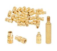 sourcing map 30 Pcs Threaded Inserts with Soldering Iron Tip Press Tool, M3 x 10mm H x 5mm OD Brass Metric Knurled Nuts Heat Set Inserts Embedment Nut for 3D Printing Plastic Parts