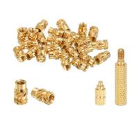 sourcing map 30 Pcs Threaded Inserts with Soldering Iron Tip Press Tool, M3 x 9mm H x 5mm OD Brass Metric Knurled Nuts Heat Set Inserts Embedment Nut for 3D Printing Plastic Parts