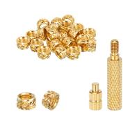 sourcing map 30 Pcs Threaded Inserts with Soldering Iron Tip Press Tool, M4 x 4mm H x 5.5mm OD Brass Metric Knurled Nuts Heat Set Inserts Embedment Nut for 3D Printing Plastic Parts