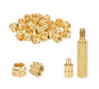 sourcing map 30 Pcs Threaded Inserts with Soldering Iron Tip Press Tool, M4 x 5mm H x 6mm OD Brass Metric Knurled Nuts Heat Set Inserts Embedment Nut for 3D Printing Plastic Parts