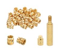 sourcing map 30 Pcs Threaded Inserts with Soldering Iron Tip Press Tool, M6 x 8mm H x 8mm OD Brass Metric Knurled Nuts Heat Set Inserts Embedment Nut for 3D Printing Plastic Parts