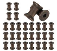 sourcing map 30 Pcs Wooden Spool for Craft, 1.2"/30 mm Wooden Empty Spools Unfinished Wooden Ribbon Spools for Art, Thread Twine Ribbon, DIY Crafts Home Decor (Coffee)
