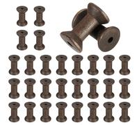 sourcing map 30 Pcs Wooden Spool for Craft, 2"/50 mm Wooden Empty Spools Unfinished Wooden Ribbon Spools for Art, Thread Twine Ribbon, DIY Crafts Home Decor (Coffee)