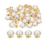 sourcing map 30 Set Leather Rivets, 8mm Turquoise Rapid Rivets Studs Rivets Craft Accessories for DIY Leather Craft Fabric Clothes Belt Bags, Gold/White