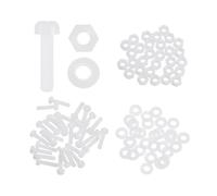 sourcing map 30 Set M2.5x10mm Nylon PA66 Plastic Cross Round Head Screw Phillips Bolts Hex Nuts Flat Washers Assortment Kit, Metric Full Thread Bolt Fasteners for DIY Machine Assembly, White