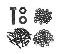 sourcing map 30 Set M2.5x10mm Nylon PA66 Plastic Cross Round Head Screw Phillips Bolts Hex Nuts Flat Washers Assortment Kit, Metric Full Thread Bolt Fasteners for DIY Machine Assembly, Black