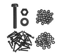 sourcing map 30 Set M2.5x15mm Nylon PA66 Plastic Cross Round Head Screw Phillips Bolts Hex Nuts Flat Washers Assortment Kit, Metric Full Thread Bolt Fasteners for DIY Machine Assembly, Black