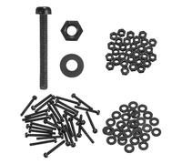 sourcing map 30 Set M2.5x20mm Nylon PA66 Plastic Cross Round Head Screw Phillips Bolts Hex Nuts Flat Washers Assortment Kit, Metric Full Thread Bolt Fasteners for DIY Machine Assembly, Black