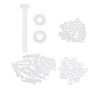 sourcing map 30 Set M2.5x20mm Nylon PA66 Plastic Cross Round Head Screw Phillips Bolts Hex Nuts Flat Washers Assortment Kit, Metric Full Thread Bolt Fasteners for DIY Machine Assembly, White