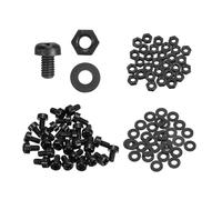 sourcing map 30 Set M2.5x4mm Nylon PA66 Plastic Cross Round Head Screw Phillips Bolts Hex Nuts Flat Washers Assortment Kit, Metric Full Thread Bolt Fasteners for DIY Machine Assembly, Black