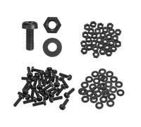 sourcing map 30 Set M2.5x5mm Nylon PA66 Plastic Cross Round Head Screw Phillips Bolts Hex Nuts Flat Washers Assortment Kit, Metric Full Thread Bolt Fasteners for DIY Machine Assembly, Black