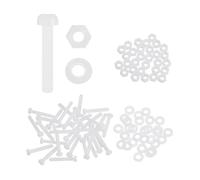 sourcing map 30 Set M2x15mm Nylon PA66 Plastic Cross Round Head Screw Phillips Bolts Hex Nuts Flat Washers Assortment Kit, Metric Full Thread Bolt Fasteners for DIY Machine Assembly, White