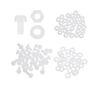 sourcing map 30 Set M2x5mm Nylon PA66 Plastic Cross Round Head Screw Phillips Bolts Hex Nuts Flat Washers Assortment Kit, Metric Full Thread Bolt Fasteners for DIY Machine Assembly, White