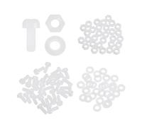 sourcing map 30 Set M2x6mm Nylon PA66 Plastic Cross Round Head Screw Phillips Bolts Hex Nuts Flat Washers Assortment Kit, Metric Full Thread Bolt Fasteners for DIY Machine Assembly, White
