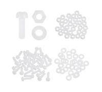 sourcing map 30 Set M2x8mm Nylon PA66 Plastic Cross Round Head Screw Phillips Bolts Hex Nuts Flat Washers Assortment Kit, Metric Full Thread Bolt Fasteners for DIY Machine Assembly, White