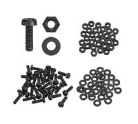 sourcing map 30 Set M2x8mm Nylon PA66 Plastic Cross Round Head Screw Phillips Bolts Hex Nuts Flat Washers Assortment Kit, Metric Full Thread Bolt Fasteners for DIY Machine Assembly, Black
