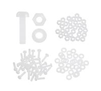 sourcing map 30 Set M3x12mm Nylon PA66 Plastic Cross Round Head Screw Phillips Bolts Hex Nuts Flat Washers Assortment Kit, Metric Full Thread Bolt Fasteners for DIY Machine Assembly, White