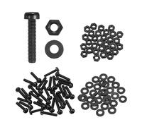 sourcing map 30 Set M3x15mm Nylon PA66 Plastic Cross Round Head Screw Phillips Bolts Hex Nuts Flat Washers Assortment Kit, Metric Full Thread Bolt Fasteners for DIY Machine Assembly, Black