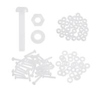 sourcing map 30 Set M3x18mm Nylon PA66 Plastic Cross Round Head Screw Phillips Bolts Hex Nuts Flat Washers Assortment Kit, Metric Full Thread Bolt Fasteners for DIY Machine Assembly, White
