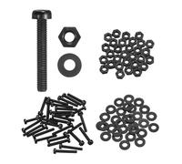 sourcing map 30 Set M3x20mm Nylon PA66 Plastic Cross Round Head Screw Phillips Bolts Hex Nuts Flat Washers Assortment Kit, Metric Full Thread Bolt Fasteners for DIY Machine Assembly, Black