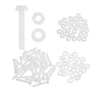 sourcing map 30 Set M3x20mm Nylon PA66 Plastic Cross Round Head Screw Phillips Bolts Hex Nuts Flat Washers Assortment Kit, Metric Full Thread Bolt Fasteners for DIY Machine Assembly, White