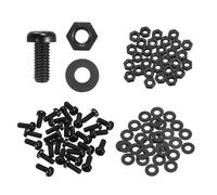 sourcing map 30 Set M4x10mm Nylon PA66 Plastic Cross Round Head Screw Phillips Bolts Hex Nuts Flat Washers Assortment Kit, Metric Full Thread Bolt Fasteners for DIY Machine Assembly, Black
