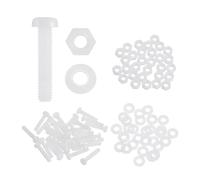 sourcing map 30 Set M4x20mm Nylon PA66 Plastic Cross Round Head Screw Phillips Bolts Hex Nuts Flat Washers Assortment Kit, Metric Full Thread Bolt Fasteners for DIY Machine Assembly, White