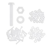 sourcing map 30 Set M4x25mm Nylon PA66 Plastic Cross Round Head Screw Phillips Bolts Hex Nuts Flat Washers Assortment Kit, Metric Full Thread Bolt Fasteners for DIY Machine Assembly, White