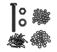 sourcing map 30 Set M4x25mm Nylon PA66 Plastic Cross Round Head Screw Phillips Bolts Hex Nuts Flat Washers Assortment Kit, Metric Full Thread Bolt Fasteners for DIY Machine Assembly, Black