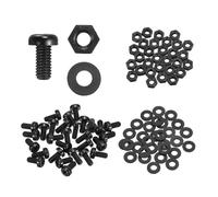 sourcing map 30 Set M4x6mm Nylon PA66 Plastic Cross Round Head Screw Phillips Bolts Hex Nuts Flat Washers Assortment Kit, Metric Full Thread Bolt Fasteners for DIY Machine Assembly, Black